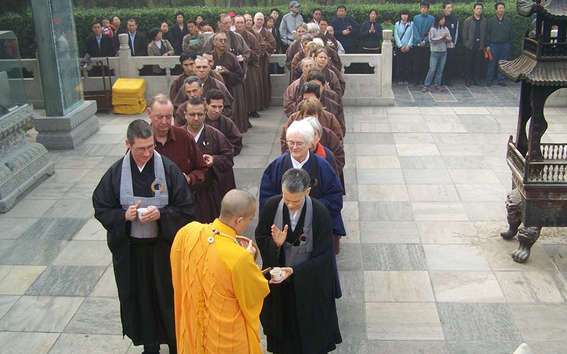 Receiving tea at Joshu's monastery China 2006